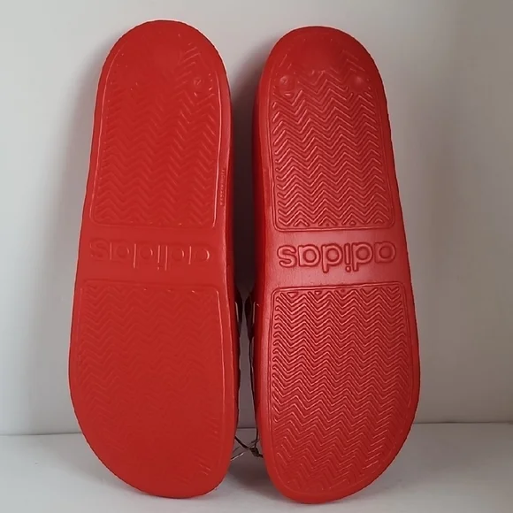 Adidas Red and White Slide Sandals - Picture 5 of 7